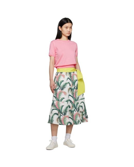 Maison Kitsuné Green Multicolor Hotel Olympia Edition Palm Frond Midi Skirt