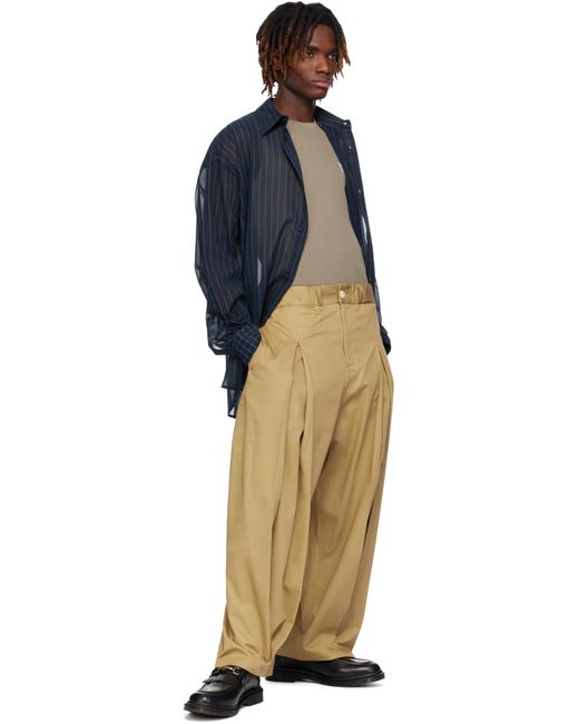メンズ SAGE NATION タン Box Pleat トラウザーズ Natural