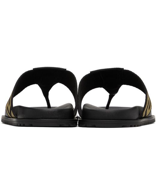 Versace Black & Gold Medusa Greca Sandals for men