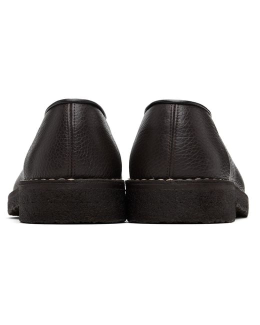 Lemaire Black Piped Crepe Slipper Loafers for men