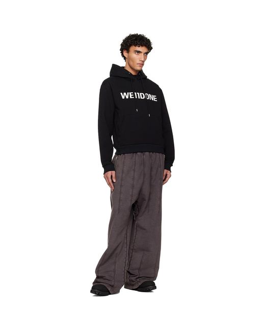 we11done Black Basic Logo Fitted Hoodie for men