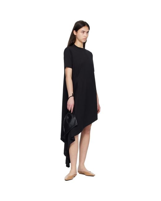Loulou de Saison Black Igari Asymmetric T-Shirt Midi Dress