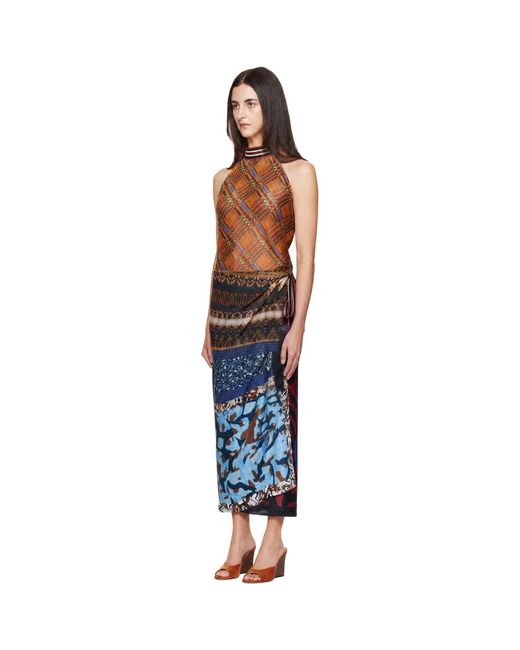 Dries Van Noten Blue Jacquard Wrap Top