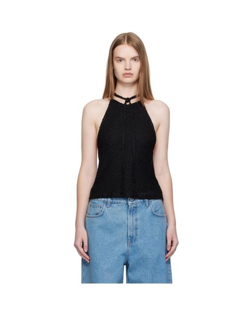 Christopher Esber Black Imber Metallic Halter Top