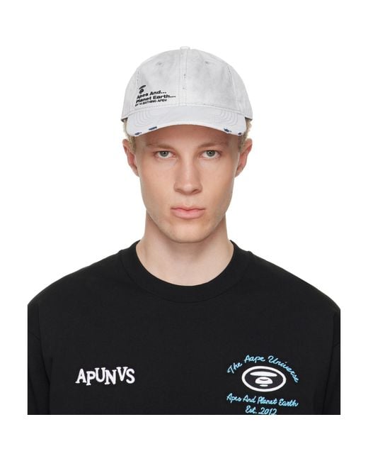 Aape By A Bathing Ape Black Off- Distressed Logo Cap for men