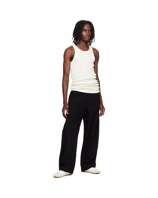 Lemaire White Off- Ribbed Jersey Tank Top for men