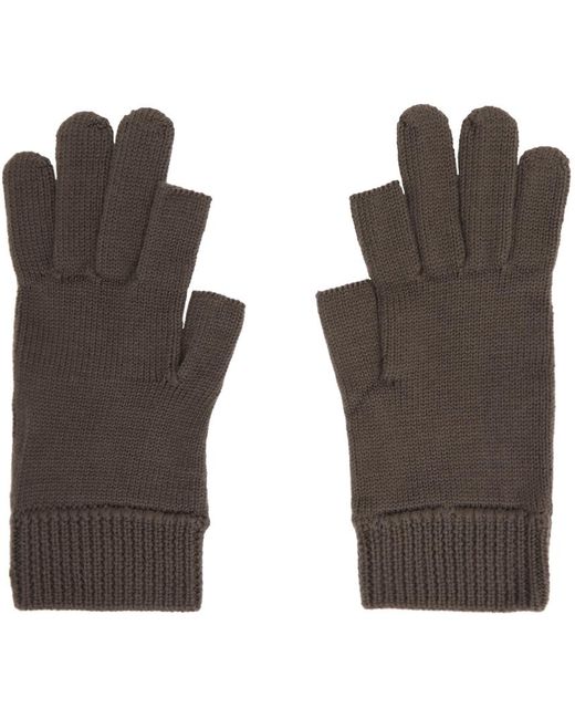 Rick Owens White Gray Touchscreen Gloves for men