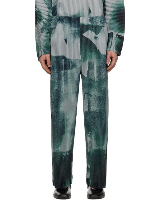 Homme Plissé Issey Miyake Green Wind Walk Trousers for men