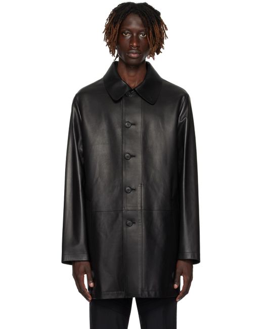 Dunhill Black Harness Leather Jacket for men