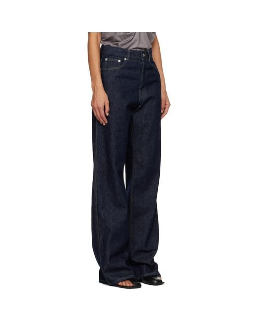 Dries Van Noten Blue Leather Patch Jeans