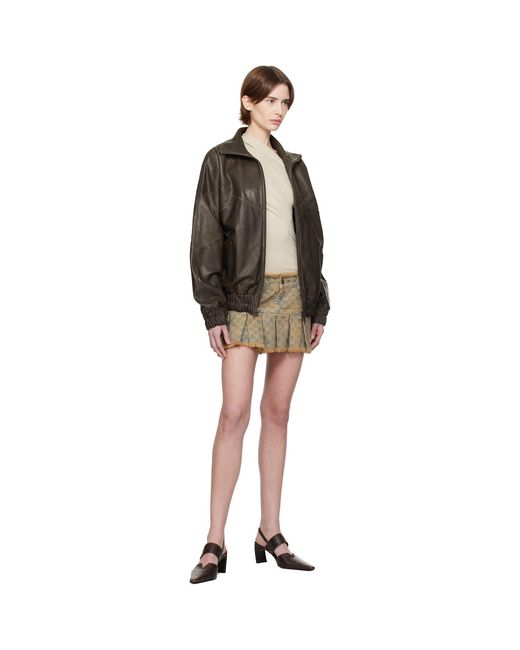 M I S B H V Black Ssense Exclusive Monogram Denim Pleated Miniskirt