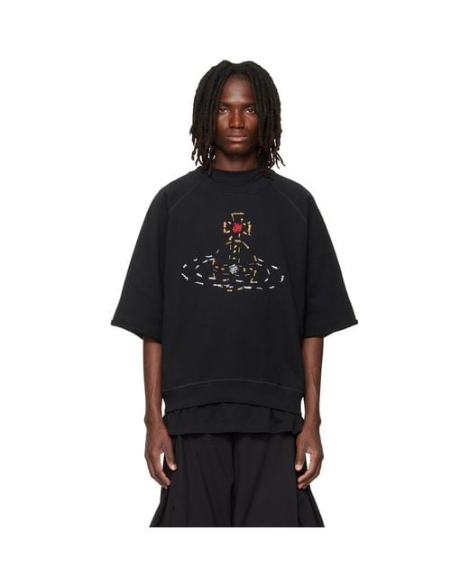 Vivienne Westwood Black Short Sleeve Raglan Sweatshirt for men