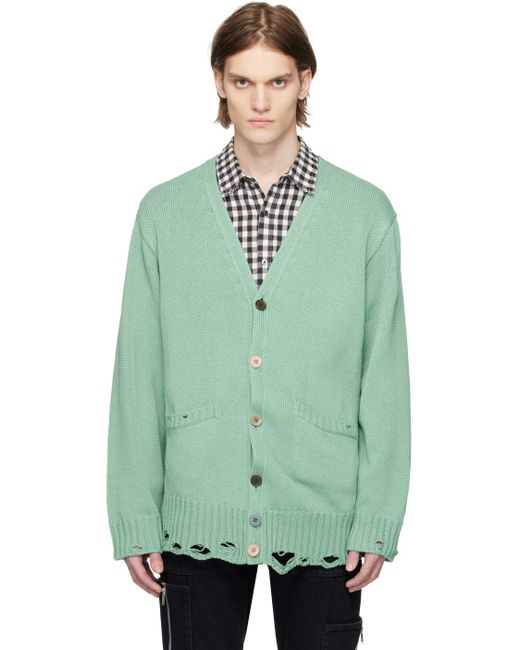 Undercoverism Green Distressed Cardigan for Men | Lyst