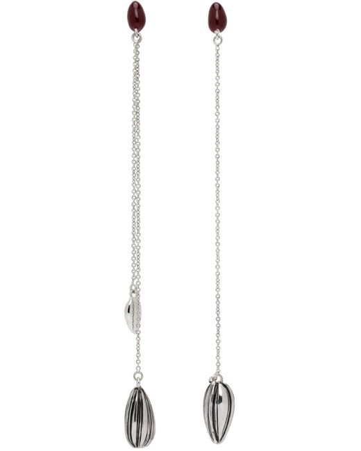 Lemaire Black Silver Asymmetric Girasol Earrings