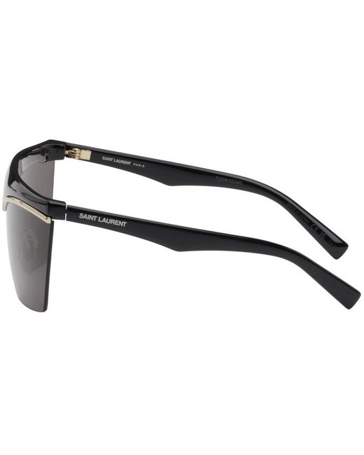 Lunettes de soleil de type visière sl 614 noires Saint Laurent pour homme en coloris Black