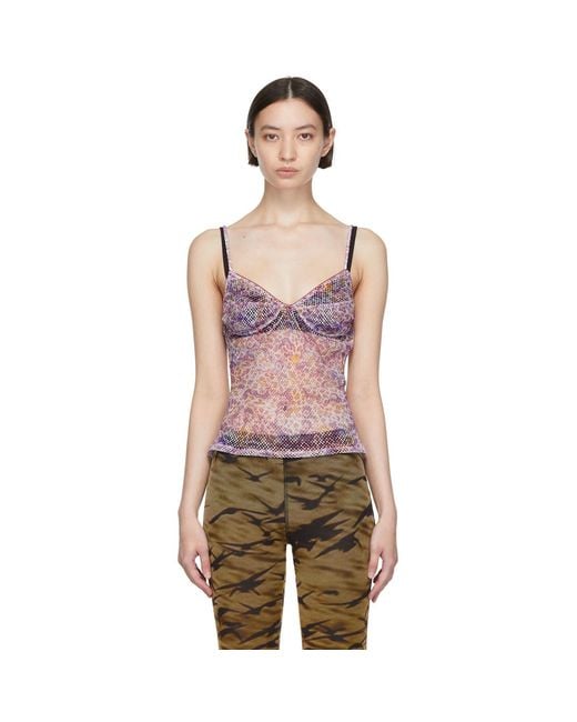 Priscavera Multicolor Purple Polyester Tank Top