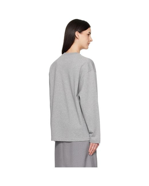 Jil Sander Gray Long Sleeve Crew Neck Boxy Fit T-shirt
