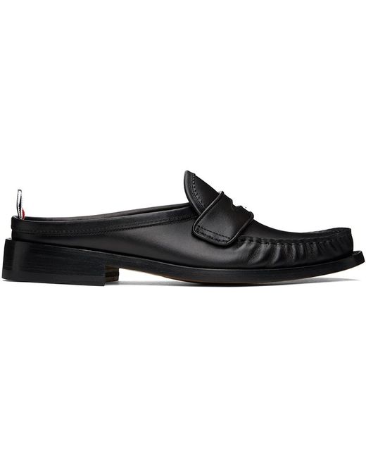 Thom Browne Black Pleated Penny Loafer Mules for men