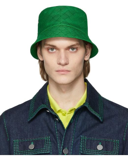 Bottega Veneta Synthetic Green Intreccio Bucket Hat for Men | Lyst
