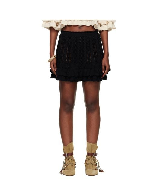 Isabel Marant Black Nelle Frilly Cotton Knit Miniskirt