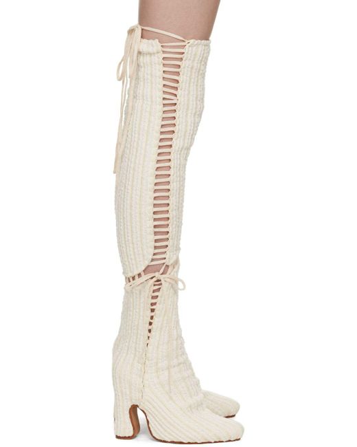 Isa Boulder Lace Ssense Exclusive Offwhite Expandable Tall Boots in