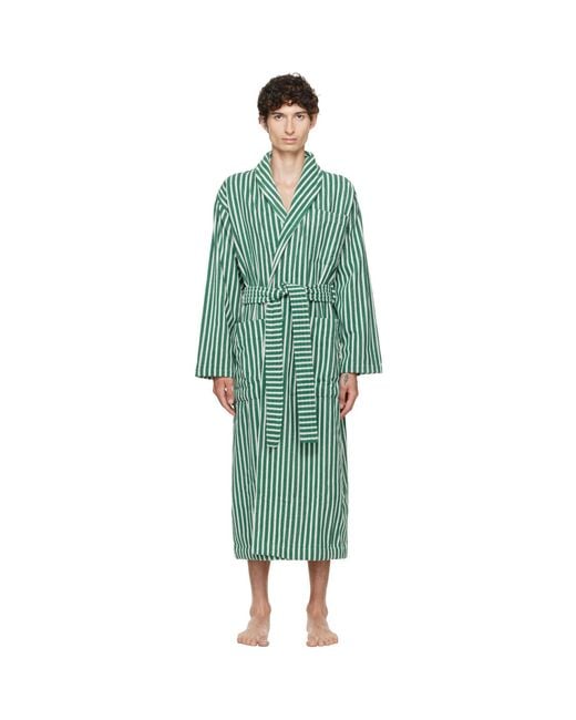 Tekla Green Terry Classic Bathrobe for men