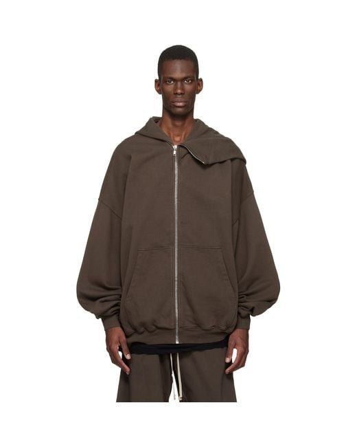 Rick Owens Brown Temple Mountain Hun Hoodie for men