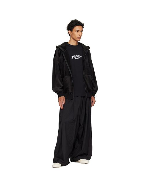 Y-3 Black Velvet Corduroy Zipper Hoodie for men