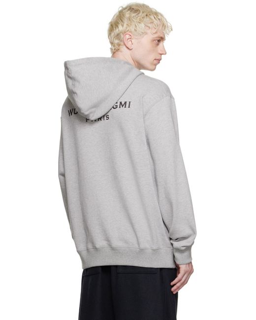 Wooyoungmi Gray Printed Hoodie for men