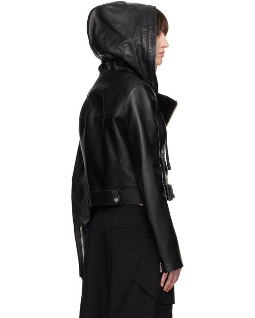 Blouson noir en cuir à capuche J.W. Anderson en coloris Black