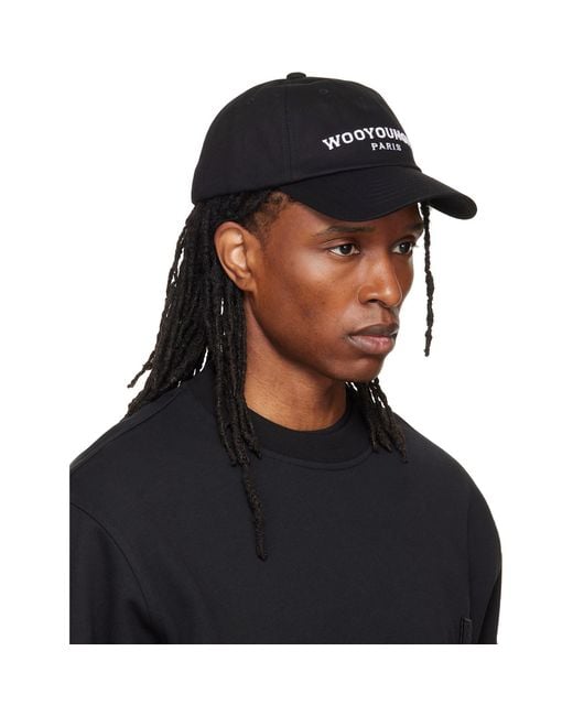 Wooyoungmi Black Embroidered Ball Cap for men