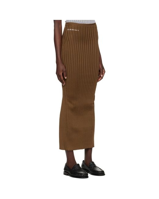 Marni Brown Ribbed Maxi Skirt