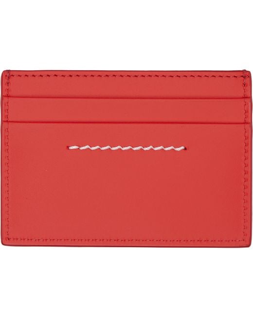 MM6 by Maison Margiela Red Numeric Leather Card Holder for men