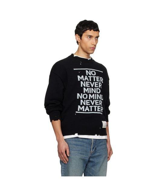Maison Mihara Yasuhiro Black Message Jacquard Knit Sweater for men