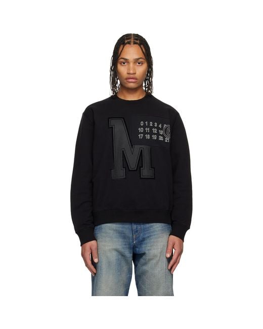 MM6 by Maison Margiela Black Printed-Logo Sweatshirt for men