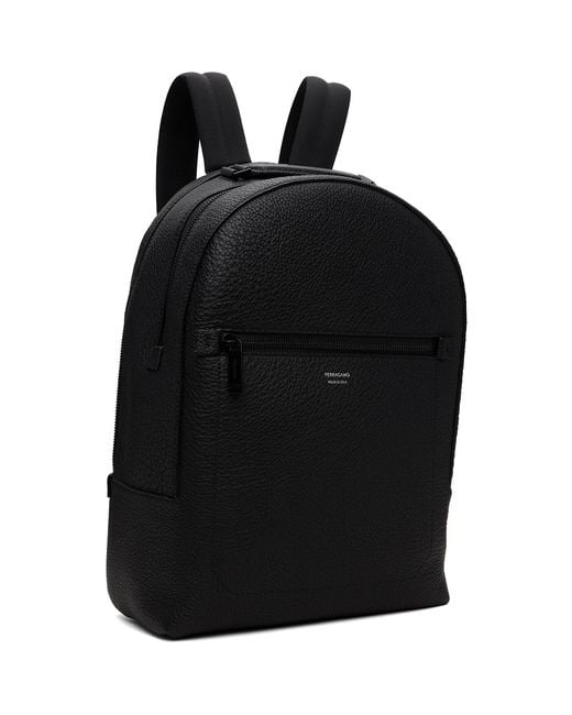 Ferragamo Black Leather Backpack for men