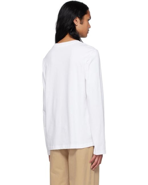 A.P.C. . White Oliver Long Sleeve T-shirt for men