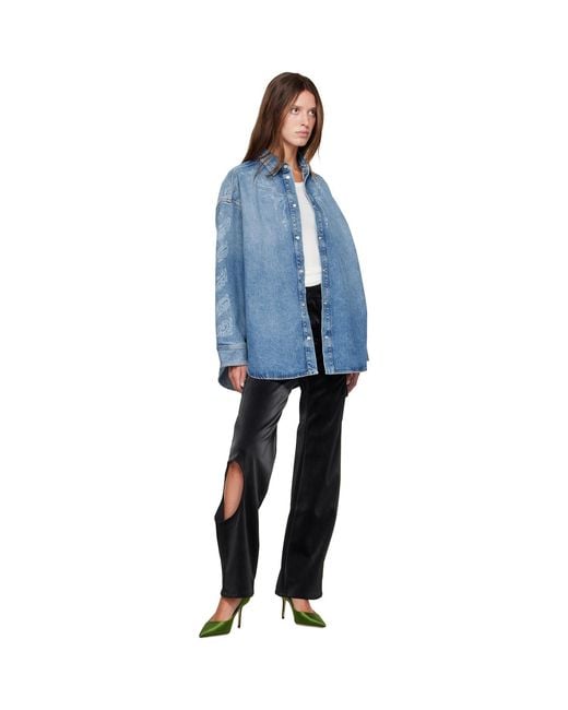 Off-White c/o Virgil Abloh Blue Paisley Lover Denim Shirt