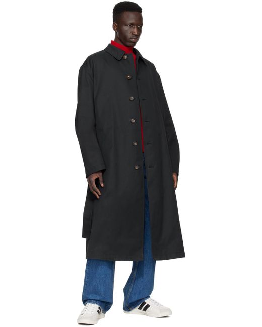 Bally Black Navy Belted Coat for men
