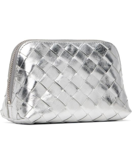Bottega Veneta Metallic Intrecciato Small Half-Moon Beauty Pouch