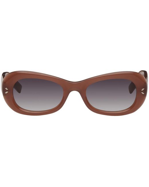 McQ Alexander McQueen Black Mcq Orange Oval Sunglasses