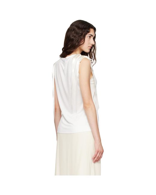 Simone Rocha White Bow Ribbon Tail Tank Top