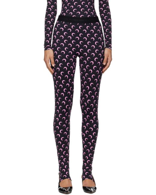 MARINE SERRE Black Recycled Moon Jersey Stirrup Leggings