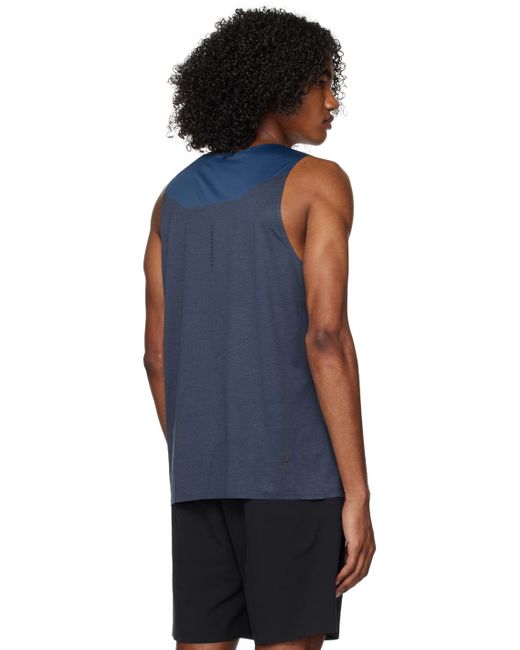 On Shoes Blue Navy Paneled Tank Top for men