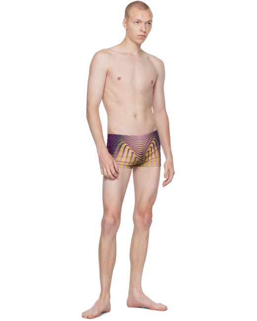 Jean Paul Gaultier Multicolor Green & Purple 'the Body Morphing' Swim Shorts for men