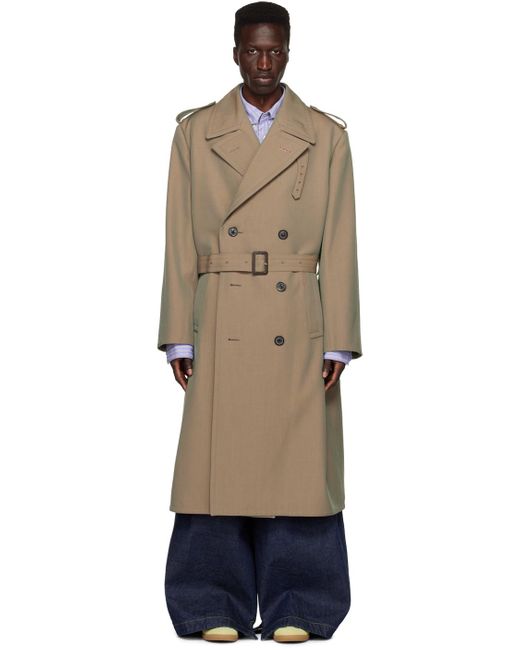 メンズ Maison Margiela グレー ダブルブレスト トレンチコート Black