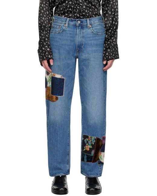 Anna Sui Blue Ssense Exclusive Patchwork Jeans for men