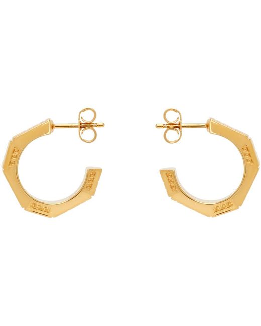 Boucles d'oreilles à anneau épaisses dorées à motif à clé grecque Versace pour homme en coloris Black