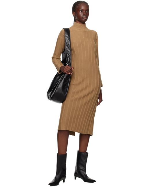 Max Mara Black Tan Arezzo Midi Dress