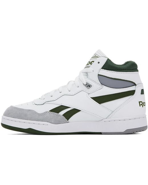 Reebok Black White & Green Bb 4000 Ii Mid Sneakers for men